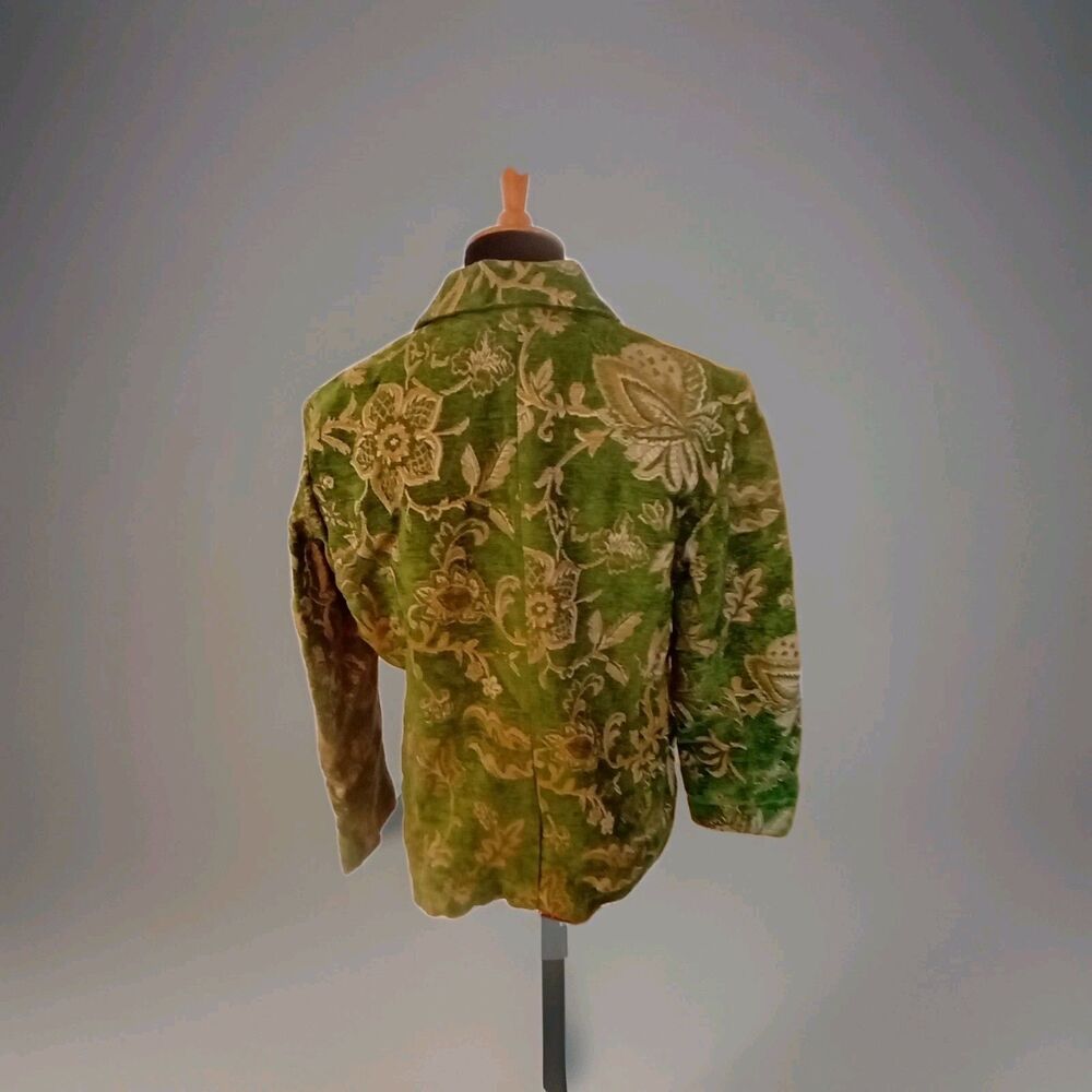 Erin London Emerald Green Brocade Leaf Print Blazer Size M - Picture 2 of 4